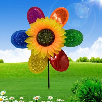 Moulin à vent décoratif tournesol pour jardin