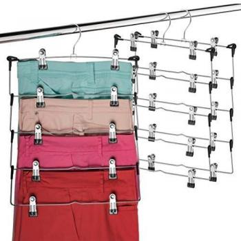 Space-Saving 5-Tier Trouser Hangers with Adjustable Clips