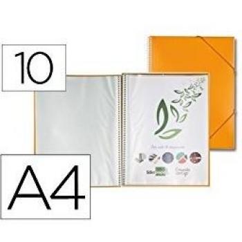 Capa catálogo 10 bolsas polipropileno espiral laranja Liderpapel