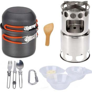 All‑in‑One 11‑Piece Portable Stainless Steel Cookware Set – Pots, Pans, Bowls, Spoon & Spork