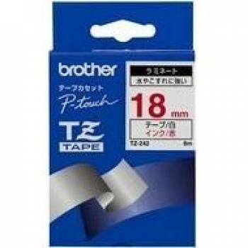 Brother P-Touch 18mm Red on White TZE242 Labelling Tape