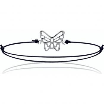 Bracelet Argent Papillon Noir