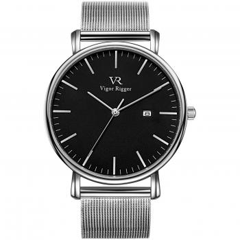Orologio BUREI Ultra Slim Noir, Donna con Calcolatore di Data e Cinturino Argento