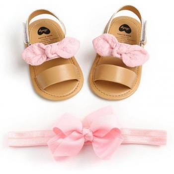 Kleinkind PU Babyschuhe im Prinzessinnen-Stil, 2er Set inklusive Stirnband