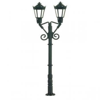 Viessmann 6973 TT Parklaterne, schwarz, LED warmweiß, zwei Flammen