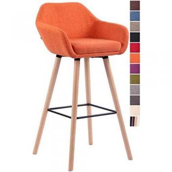 Thekenhocker CLP Adelaide – Stoffbezug in Orange oder Natura, stabile Holzbasis