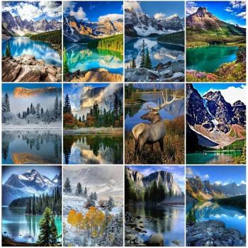 5D DIY Diamanten-Canvas “Alpen‑Aqua” – 20 × 30 cm, roter Farbton