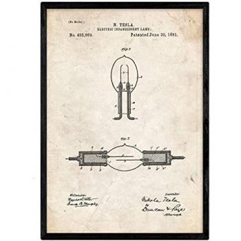 Póster Vintage de Patente de Lámpara Incandescente