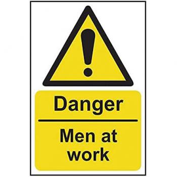 Safety Hazard “Danger Men AT Work” Adhesive Banner (300 × 200 mm)