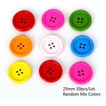 Assorted Color Round Wooden Buttons with Four Holes