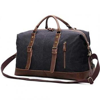 EverVanz Sac Grand Voyages en Toile, Bordures Cuir & Sangle