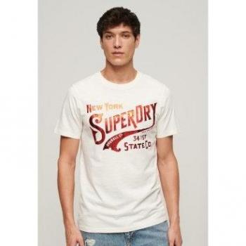 T-shirt Superdry Blanc avec Motif Métallique
