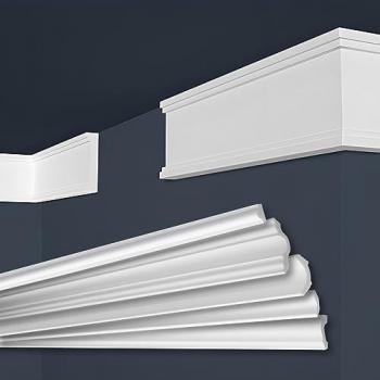 Marbet Series‑E : Moulures stuc blanc + coffrage XPS (20×97 mm)