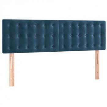 Tmavě modré čelo postele s LED 144x5x78/88 cm samet