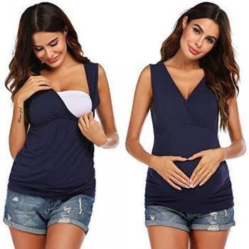 Damen Umstandsshirt – stillen‑geeignetes Blau M