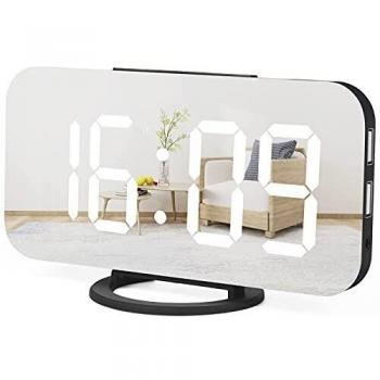 WulaWindy Réveil numérique, Grand écran à LED, avec Chargeur USB, Fonction Snooze Mode