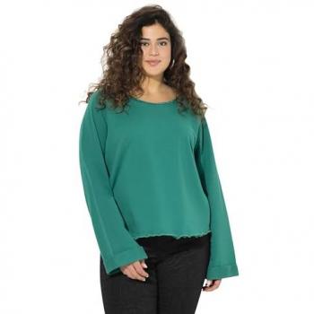 Damen Sweatshirt in großen Größen, Ulla Popken, smaragdgrün, Größe 42/44