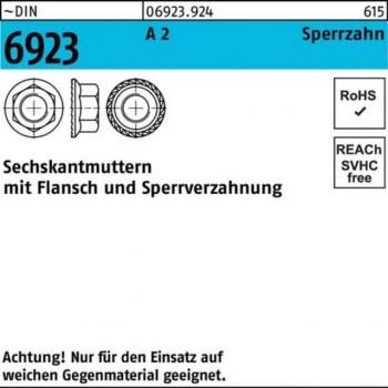 Sechskantflanschmutter Edelstahl M6 A2