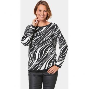 Pull en tricot à motifs crème et noir Gr. 42 Goldner Fashion