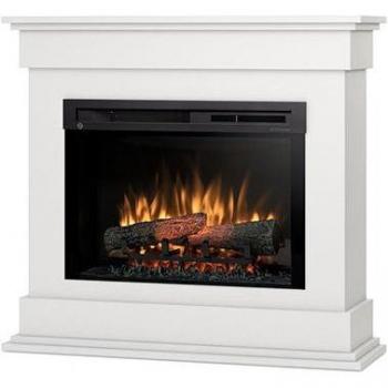 Chimenea eléctrica Lenox con calefacción por suelo radiante 26” – Blanco Mate