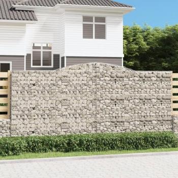 VidaXL 3-Piece Arched Gabion Baskets 400x50x180/200 cm Galvanised Iron