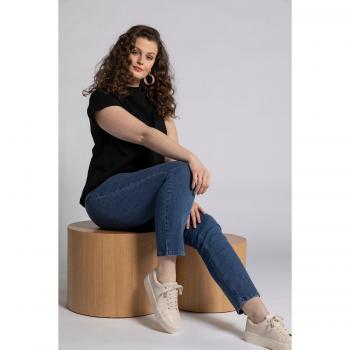 Plus Size Black Cotton Stand-Up Collar Tee, Women, Size 20/22