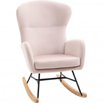 Silla Balancín Rosa con Asiento Acolchado y Reposabrazos