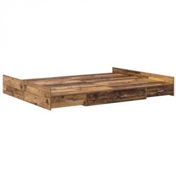 Lit avec tiroirs de rangement en bois ancien 135 x 190 cm