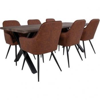 Ebuy24 Essgruppen-Tony – 7‑teiliges Tisch-Set, Braun u