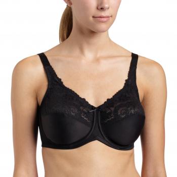 Bali Black Minimizer Bra with Lace Trim