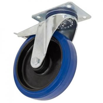 Sealey Heavy Duty Blue Elastic Rubber Swivel Caster Wheel having Total Lock (100mm)