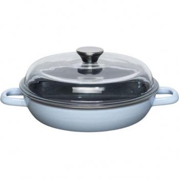 Sky Blue Schmorpfanne Riess, 24 cm, Emaille-Glasdeckel