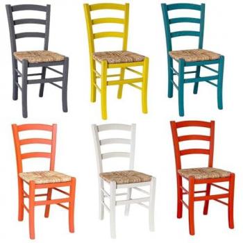 Pack 6 chaises Venezia bois et couleurs