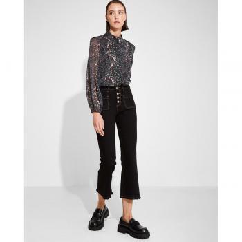 Pantalón acampanado de tiro medio para mujer