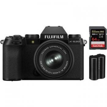 X‑S20 Kit Fujifilm 15‑45 mm noir, batterie NP‑W235 et mémoire SanDisk 64 Go Extreme Pro