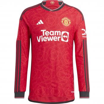 Men’s Adidas 23/24 MUFC Home Shirt, Long Sleeve, Red, XS