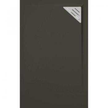 Mirlo Doucheur extra plat 90x120 cm trinity noir, grille droite en résine minérale