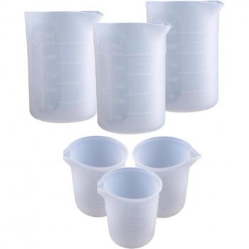 6 PCS Silicone Measuring Cups Nonstick Reusable Mixing Cups Easy Clean for Epoxy Resin