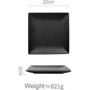 Round Black Frosted Breakfast Plate