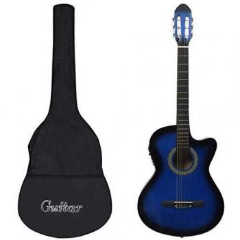 vidaXL 12 Piece Western Guitar Set with Equalizer and 6 Strings Blue