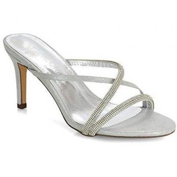 Diamante Strappy Mule Sandals – Silver