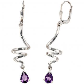 Sterling Silver Amethyst Ohrspangen – B 11,20 mm / H 49,00 mm