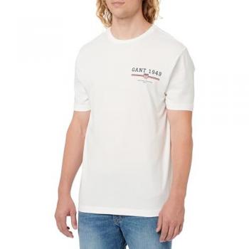 Men's GANT Off‑White Eggshell Graphic Tee, XL Size