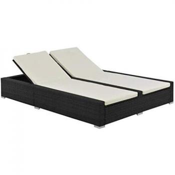 VidaXL Stilvolle Doppel-Sonnenliege aus Poly Rattan Schwarz