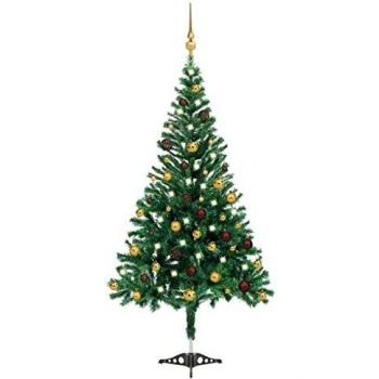 Künstlicher Weihnachtsbaum mit LEDs und festlichem Schmuck 210 cm 910 Zweige