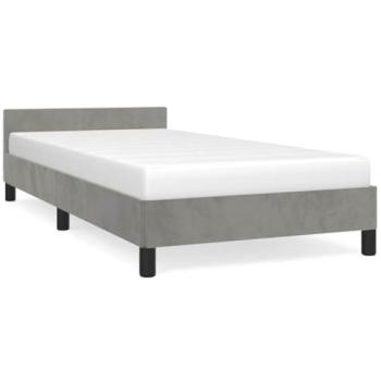 90x190cm Light Grey Velvet Bed Frame – No Mattress (vidaXL)