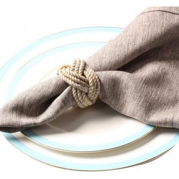 6 uds Servilletas de Yute Natural con Hebilla Trenzada