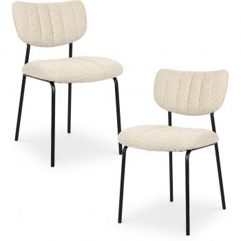 Lot de deux chaises décoratives beige, piètement en métal noir
