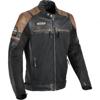 DIFI Memphis Giacca da Moto in Pelle e Tessuto 60 Nero Marrone