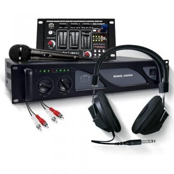 Set Bm Sonic 4000 W : Amplificateur + Table de Mixage DJ USB, Bluetooth, Ventilation Continue, Casque et Micro avec Câbles